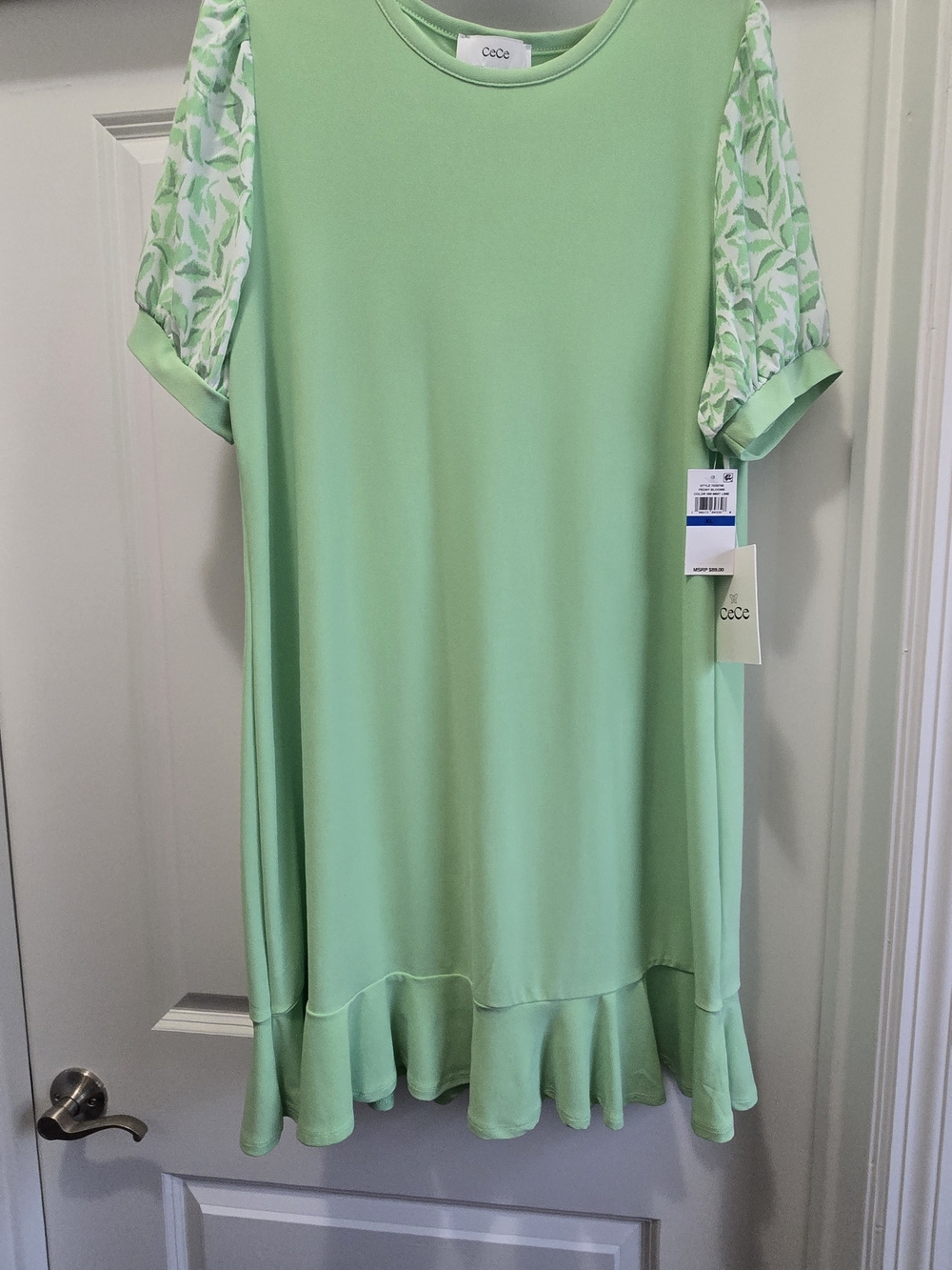 Mint Ruffle Hem Shift Dress NWT